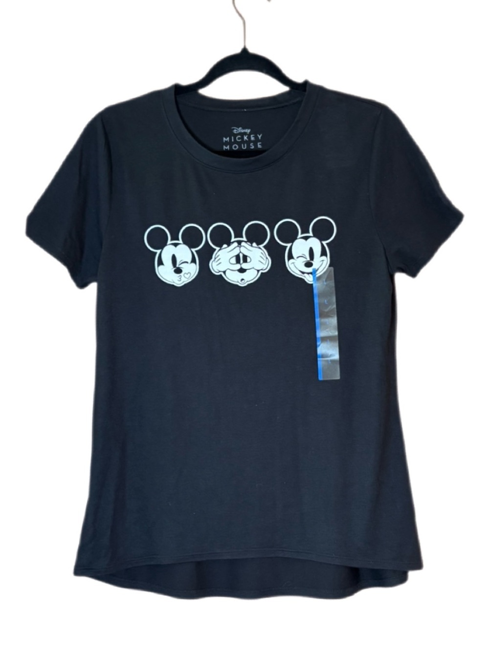 Disney Mickey Mouse Graphic Tee NWT Size Large Black See Hear Speak Mickey